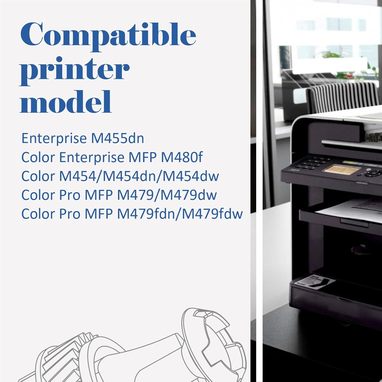 414A Toner Cartridge 4 Pack M479fdw Compatible Replacement for HP 414A Toner Cartridge 414X W2020A Color Laserjet Pro MFP M479fdw M479fdn M454dw M454dn Printer Ink with Chip Black Cyan Yellow Magenta