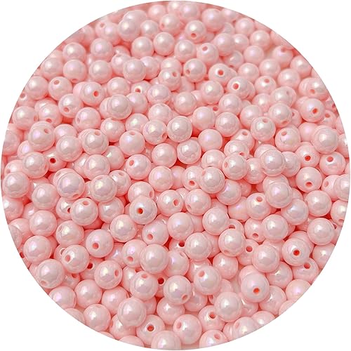 Mulutoo 1000 cuentas redondas acrílicas de color AB de 0.236 pulgadas, bolas acrílicas lisas, cuentas de chicle, cuentas espaciadoras de plástico de