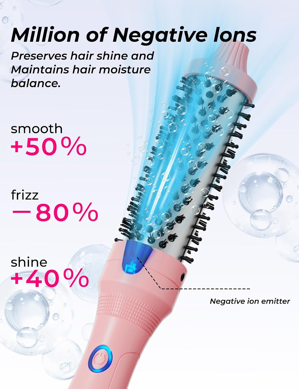 K&K Thermal Brush Keratin Protect Heated Barrel Hot Hair Brush Ionic Smooth Shine Volumize Comb Dual Voltage Hair Straightener Curler Styling Tool 1.25 Inch