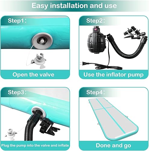 Miniatura 10 de Tapete inflable de gimnasia de aire para regalo de Navidad, 13 pies, 16 pies, 20 pies, tapete de gimnasia para pista de secadora, 48 pulgadas de
