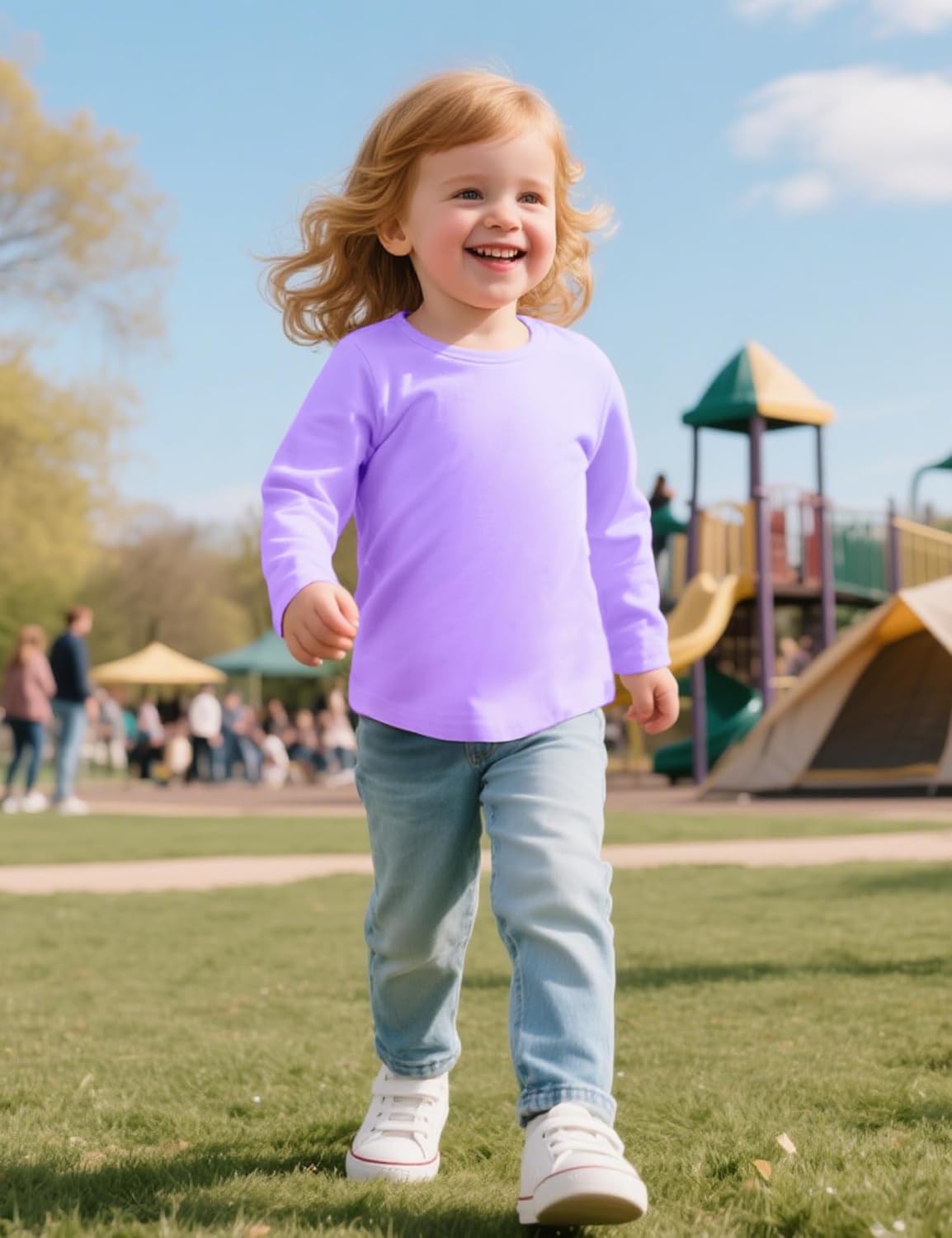 Witwot 3 Pack Toddler Girl Long Sleeve Shirts Soft Cotton Tees Baby Girls Crewneck Basic T-Shirts Tops for 18M-5T - Image 7