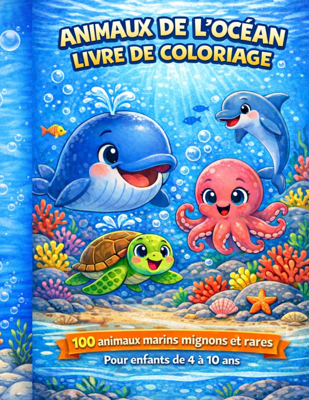 Livre de Coloriage Animaux de l’Océan pour Enfants de 4 à 10 ans: 100 animaux marins à colorier – Livre de coloriage facile pour enfants de 4 5 6 7 8 ... fond – Cadeau parfait pour garçons et filles