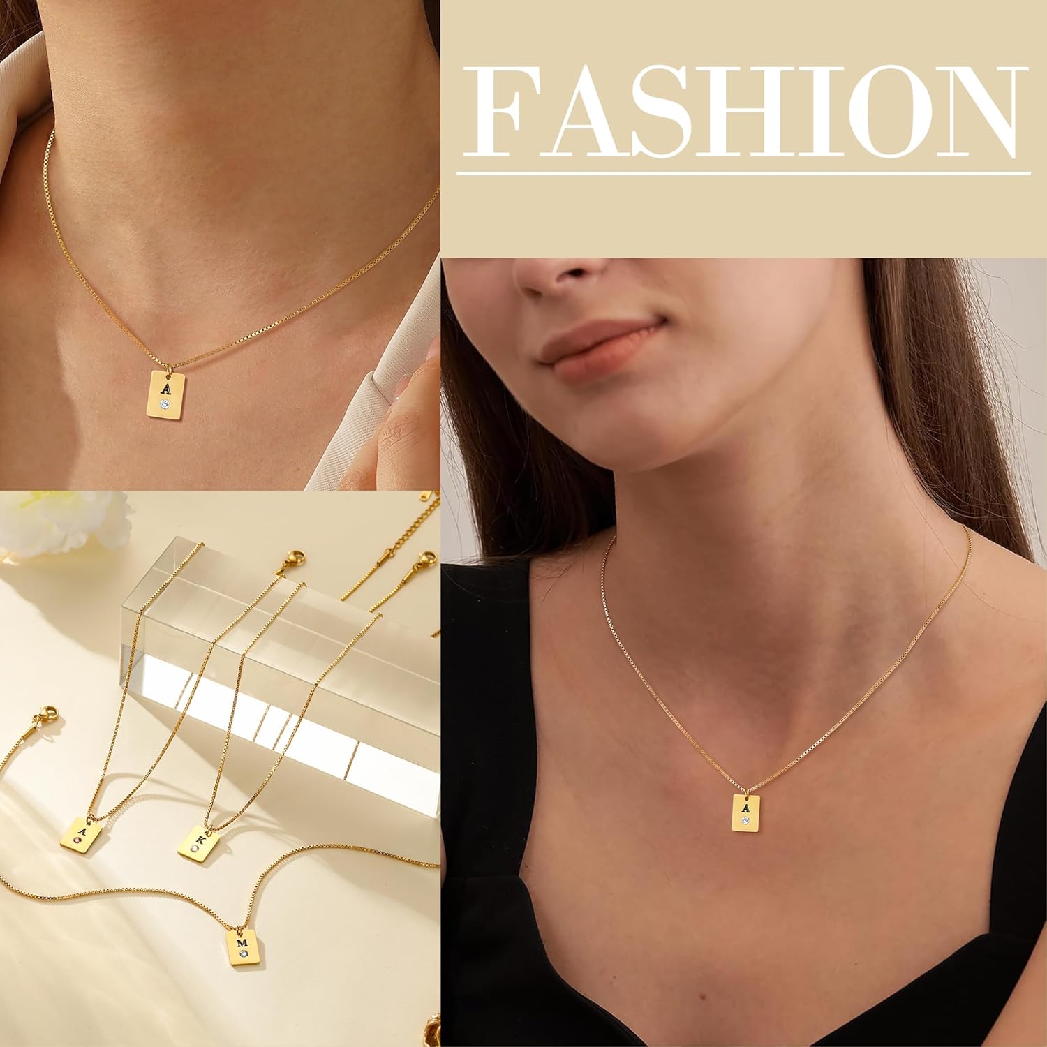 Ritach Initial Necklace for Women Dainty Gold Birthstone Letter Necklace For Her Birthday Gifts - Image 3