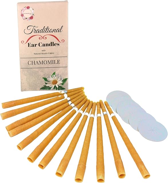 Scented Candles for Ear Wax Removal | Chamomile Tapered Candles Ear Cleaner | Ear Wax Removal Kit | Hopi Ear Candles for Blocked Ears | Ear Wax Remover Tool | aromabelle | x 12