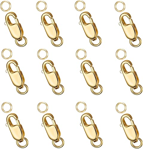 Miniatura 10 de Dailyacc Cierres de pinza de langosta para hacer joyas, oro y plata con anillos de salto, cierres seguros para collares, pulseras, manualidades