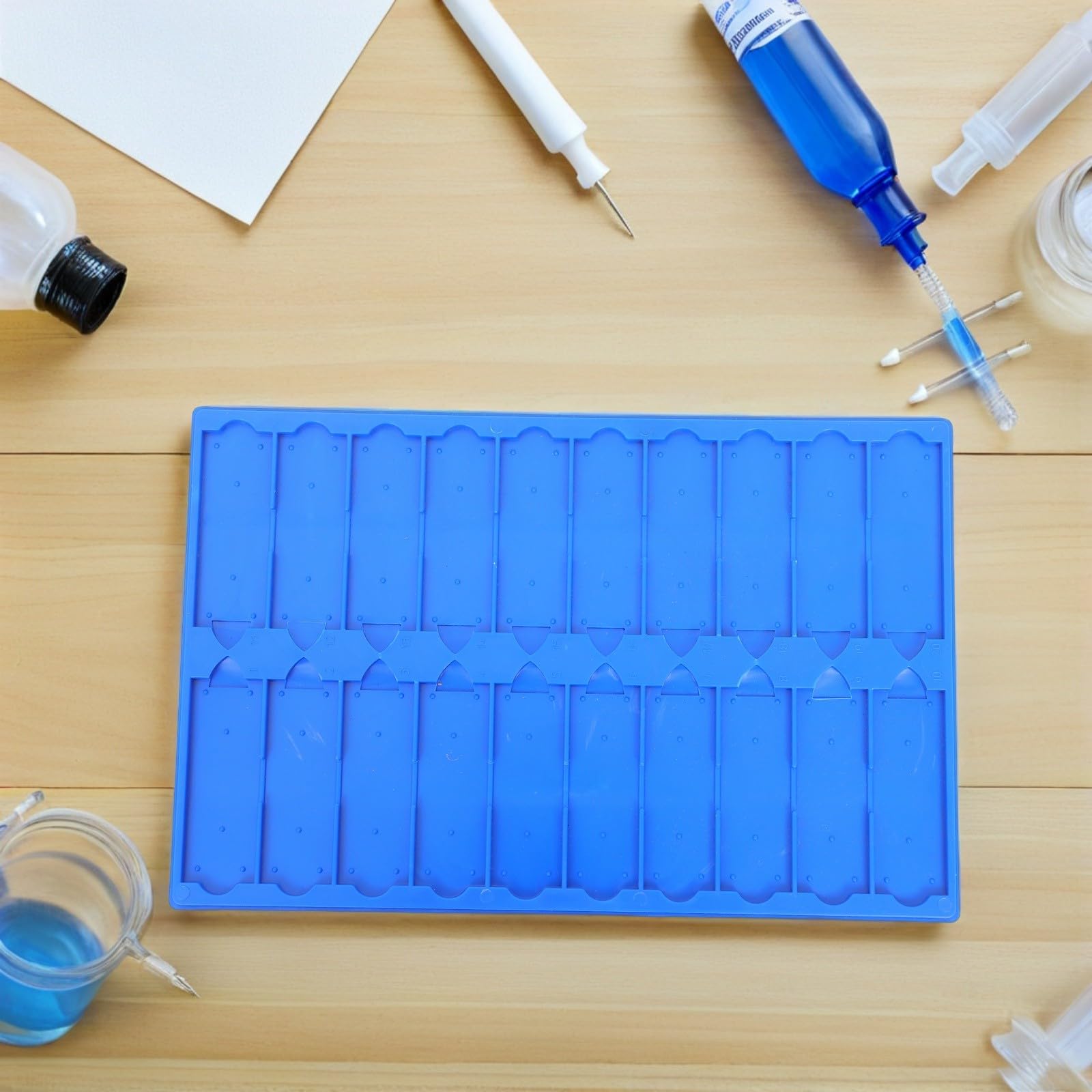 2 Pezzi Vassoio Asciugatura per Vetrini da Microscopio in Plastica Blu Design Multifessura per Asciugatura Simultanea e Fissaggio Sicuro in Osservazioni Cellulari