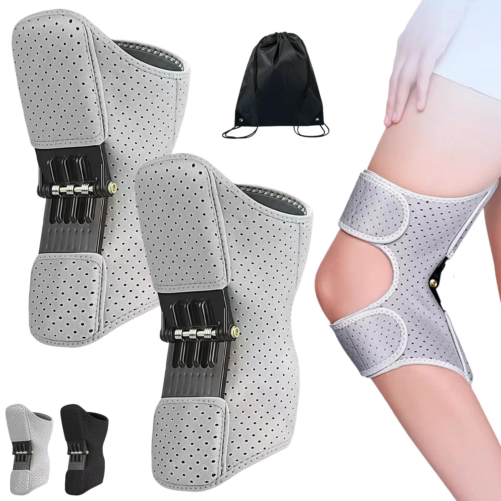 Verstellbarer Booster-Knieschutz, Knie-Exoskelett, Atmungsaktive Kniebandage für Damen und Männer, Orthopädische Knieorthese mit Booster-Funktion, Meniskus Knieschoner für Arbeit und Sport (Weiß)