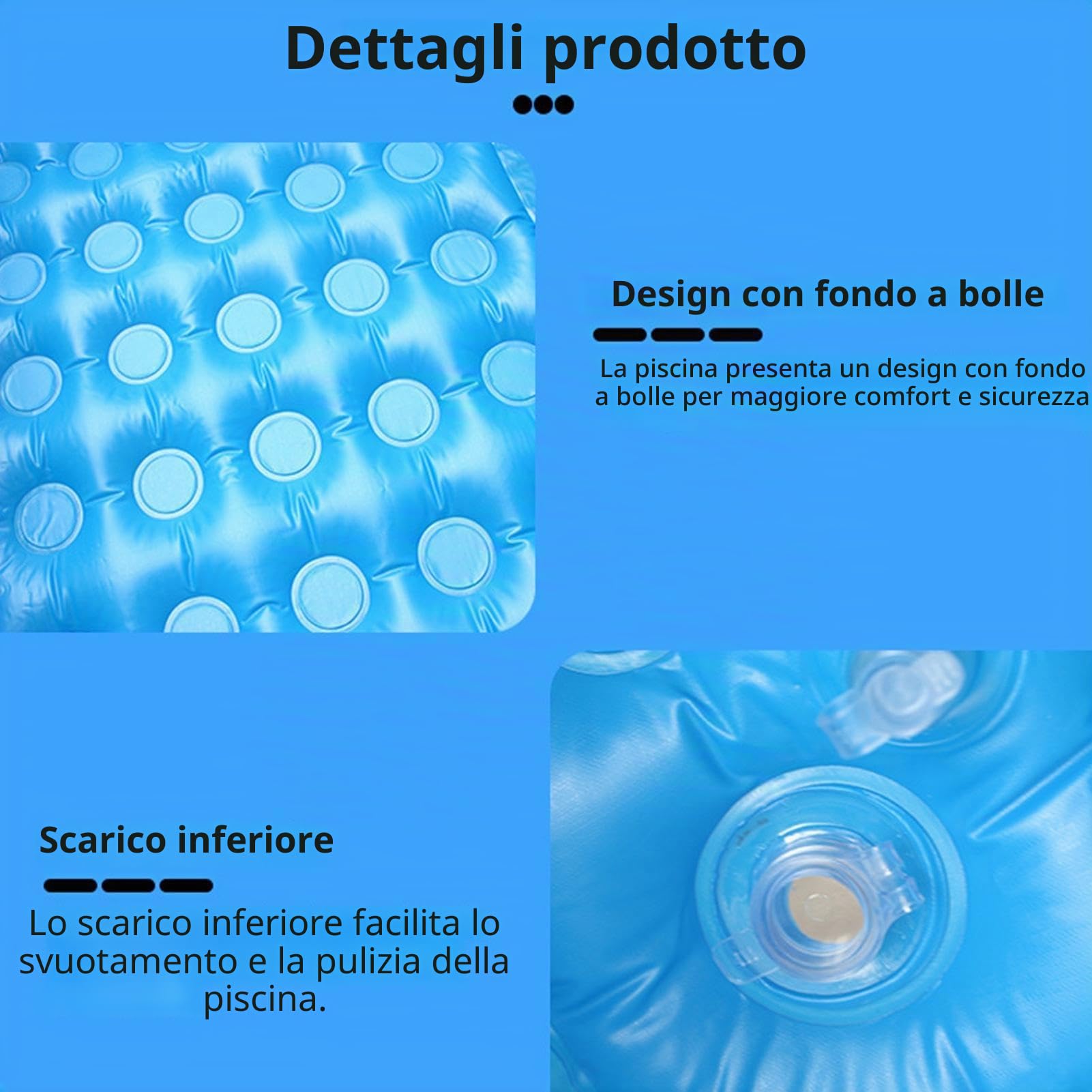 Piscina Gonfiabile per Bambini Rettangolare 140x90x45 cm con Fondo Morbido | Vasca da Bagno Portatile in PVC Spessorato, Ideale per Giardino, Neonato ed All'aperto