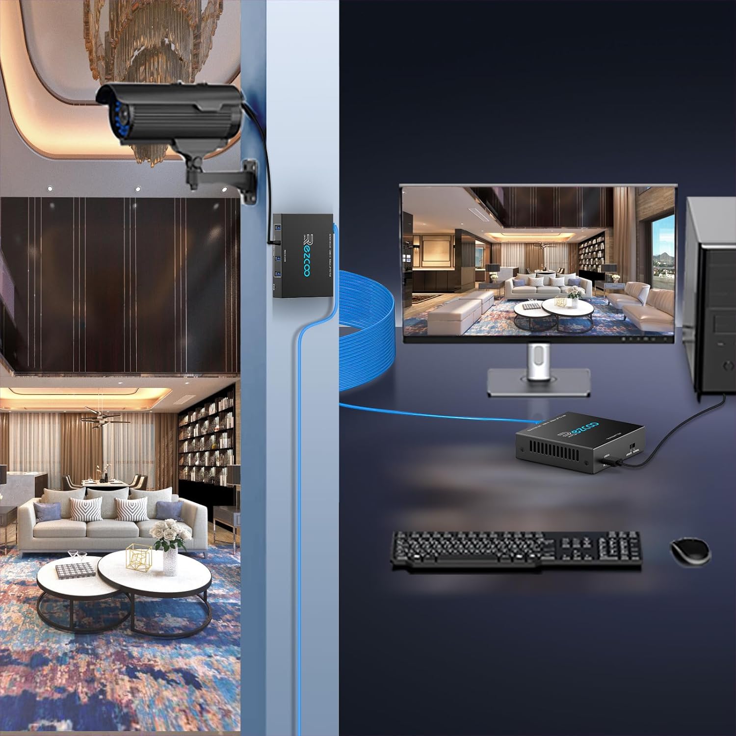 USB 3.0 Extender 330ft 100m 4-Port USB Extender Over Cat5e Cat6 RJ45 LAN Extension POE 5V Low-Power Consumption USB Extender Ethernet Work Sync Windows MacOS Android Linux No Driver