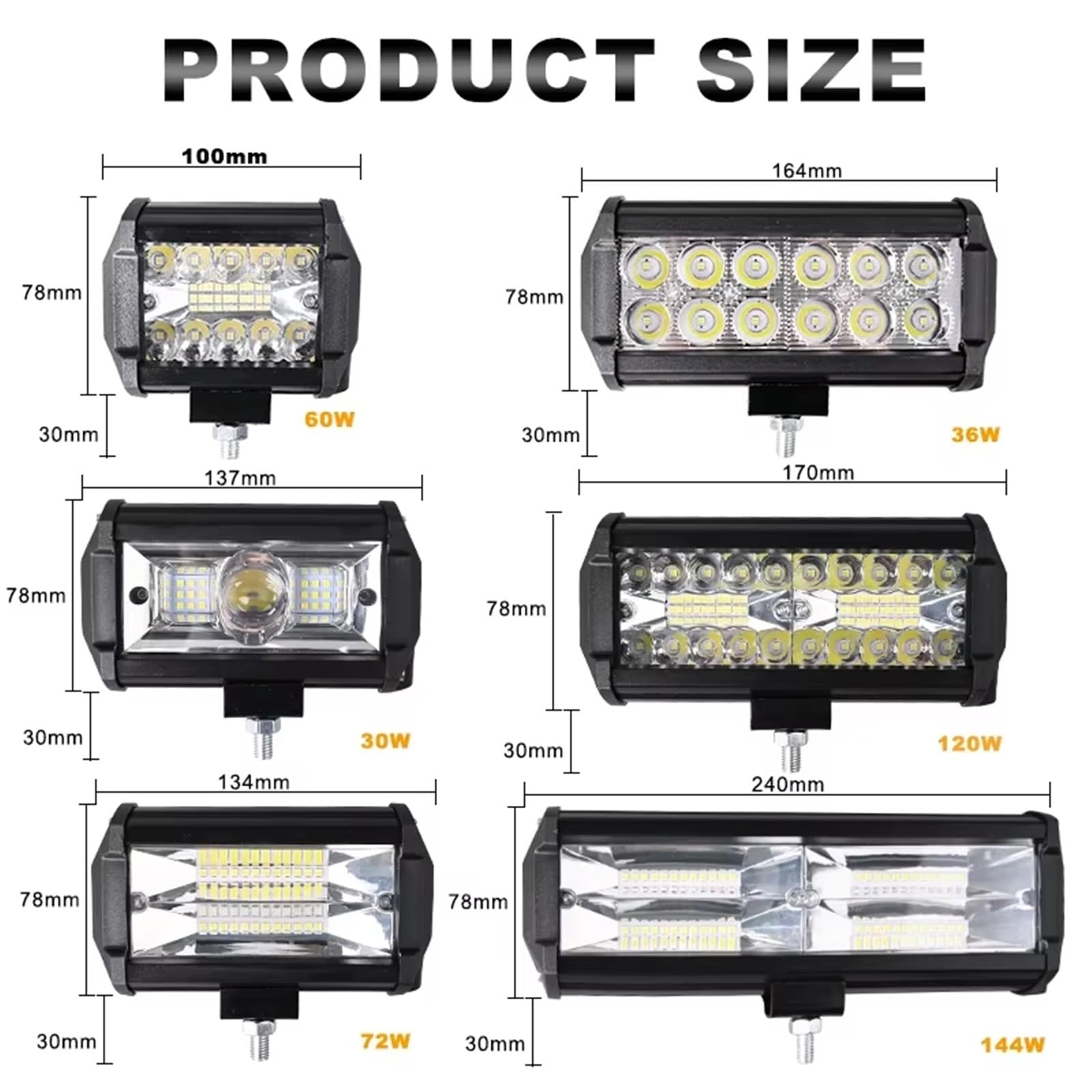 Faro Faros Luz De Trabajo Coche LED Todoterreno Focos 4x4 Lámpara Antiniebla Faro De Diodo SUV ATV Tractor Barco Camiones Excavadora Barra De Luz De 12V 24V(36W 2 Piece)