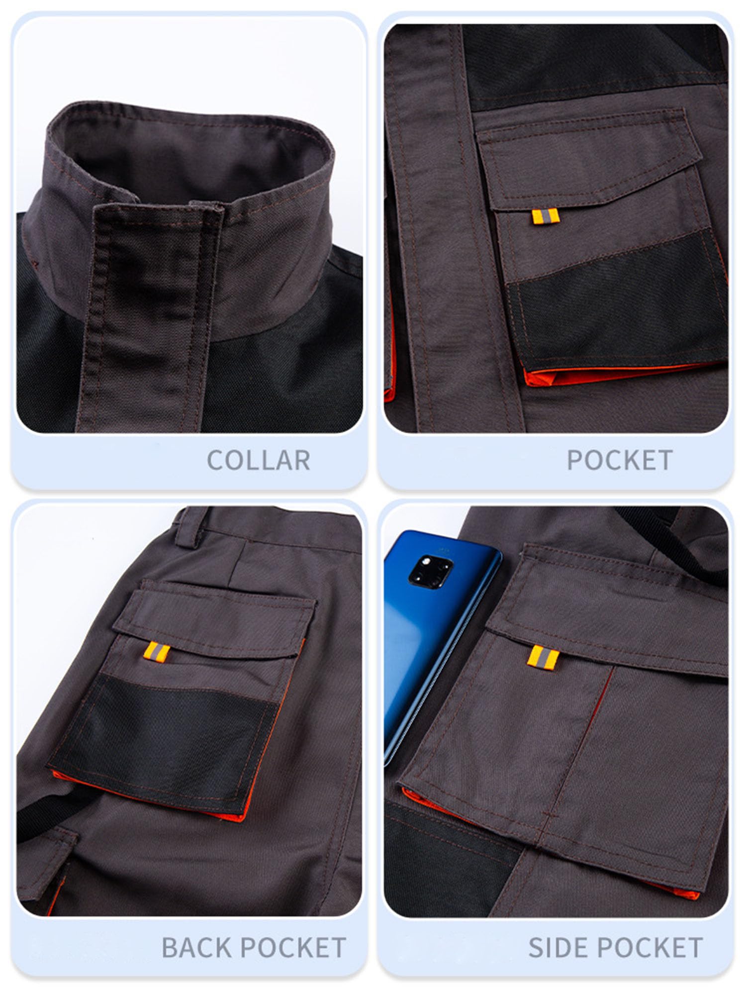 Mono de Trabajo Unisex Duradero para protección Laboral Traje de Mono de Manga Larga Chaqueta y pantalón con múltiples Bolsillos para talleres de Soldadura Ingeniería