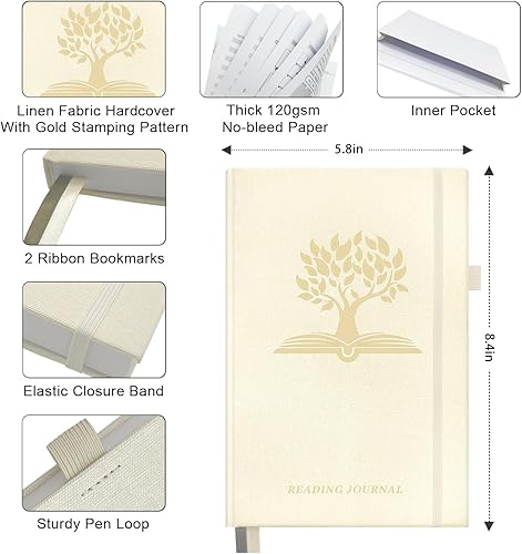 Miniatura 6 de Diario de lectura, diario de lectura de libros, seguimiento y revisa tu lectura, accesorios de libros de regalo para amantes de los libros y