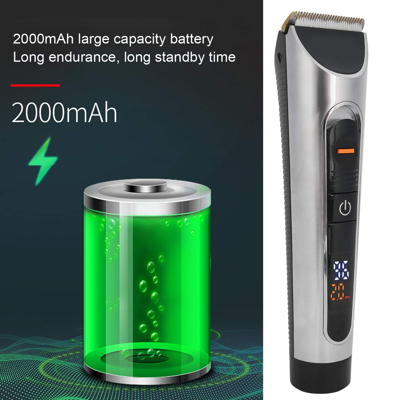 Hidyliu Tagliacapelli in Ceramica Tagliacapelli Elettrico per Barbieri Domestici Batteria a Lunga Durata 2000 MAh con Display Intelligente