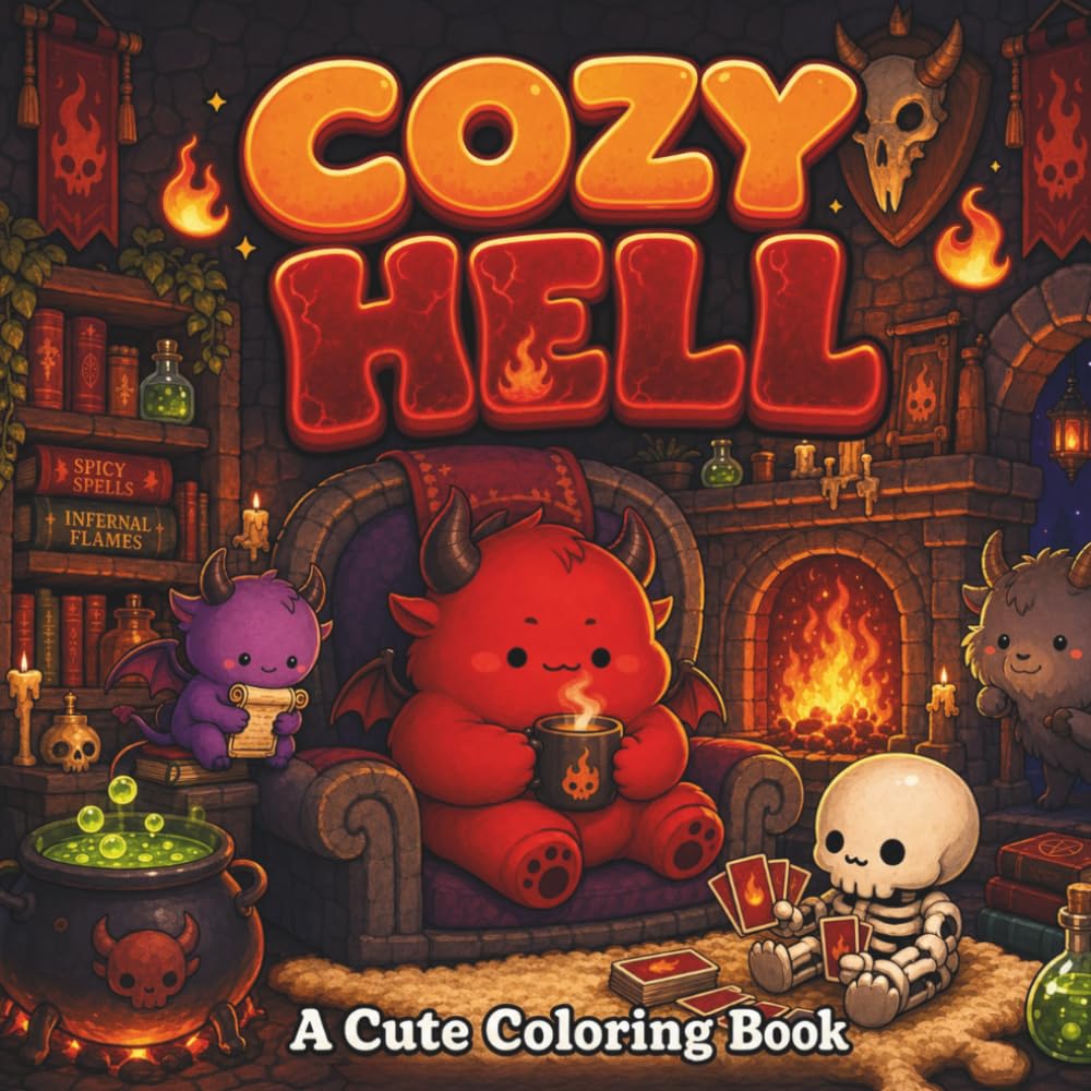 Cozy Hell: A Coloring Book of Adorable Darkness A Coloring Book for Adults and Teens: Relaxing Cute Hellish Scenes for Stress Relief and Mindfulness (Cozy Critters Coloring Books)