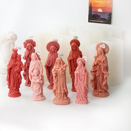 Miniatura 7 de Xidmold - Molde de resina Virgen María, molde de silicona 3D para escultura, vela, jabón, yeso, decoración religiosa del hogar (A)