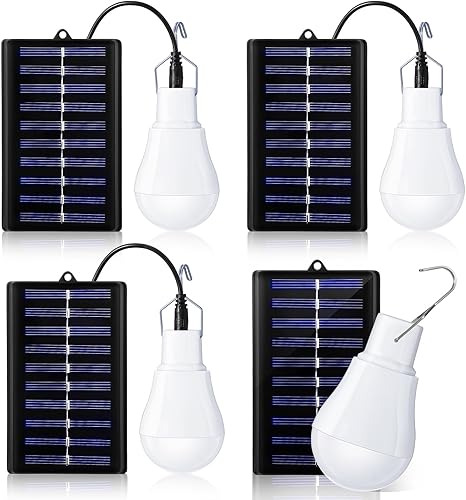 4 piezas de bombillas solares de luz solar de emergencia portátil bombilla LED impermeable solar tienda de campaña luz interior exterior cobertizo