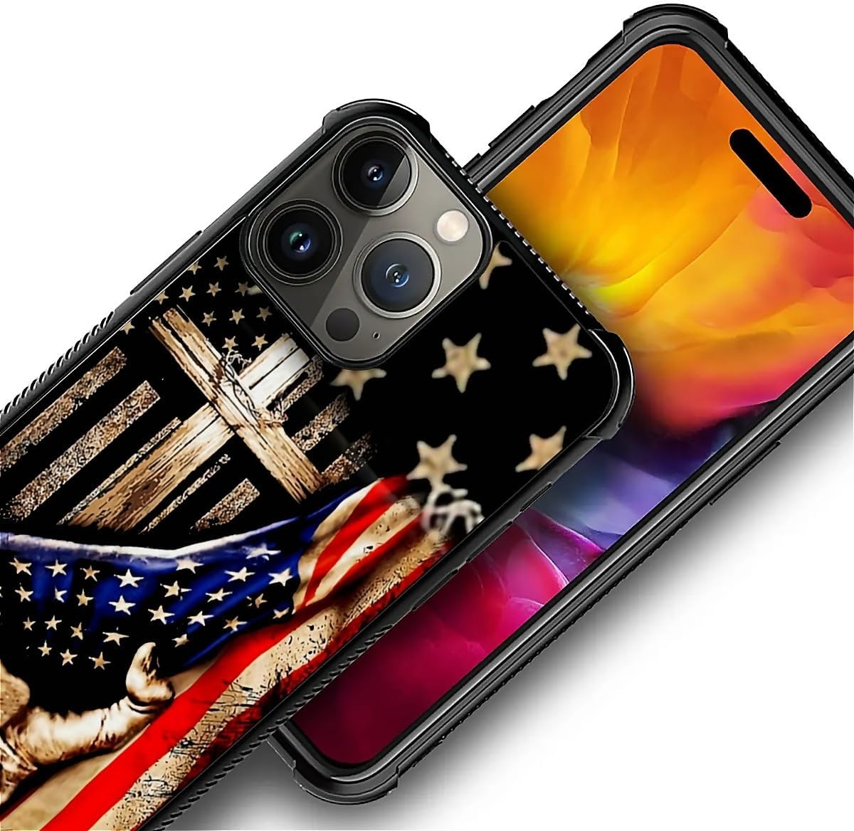 DAIZAG Compatible with iPhone 16 Pro Max Case,All-Round Protection Shockproof Anti-Scratches TPU Cover,Cases for Man Woman-Wooden Cross Power American Flag - Image 6