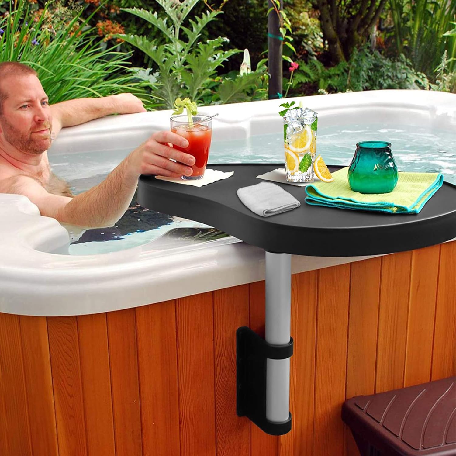 Kacsoo Spa Caddy Side Table Tray, 360° Rotation Design Spa Tray Table Keep Snacks and Drinks Handy and Dry,Swimming Pool Snack Tray : Patio, Lawn & Garden