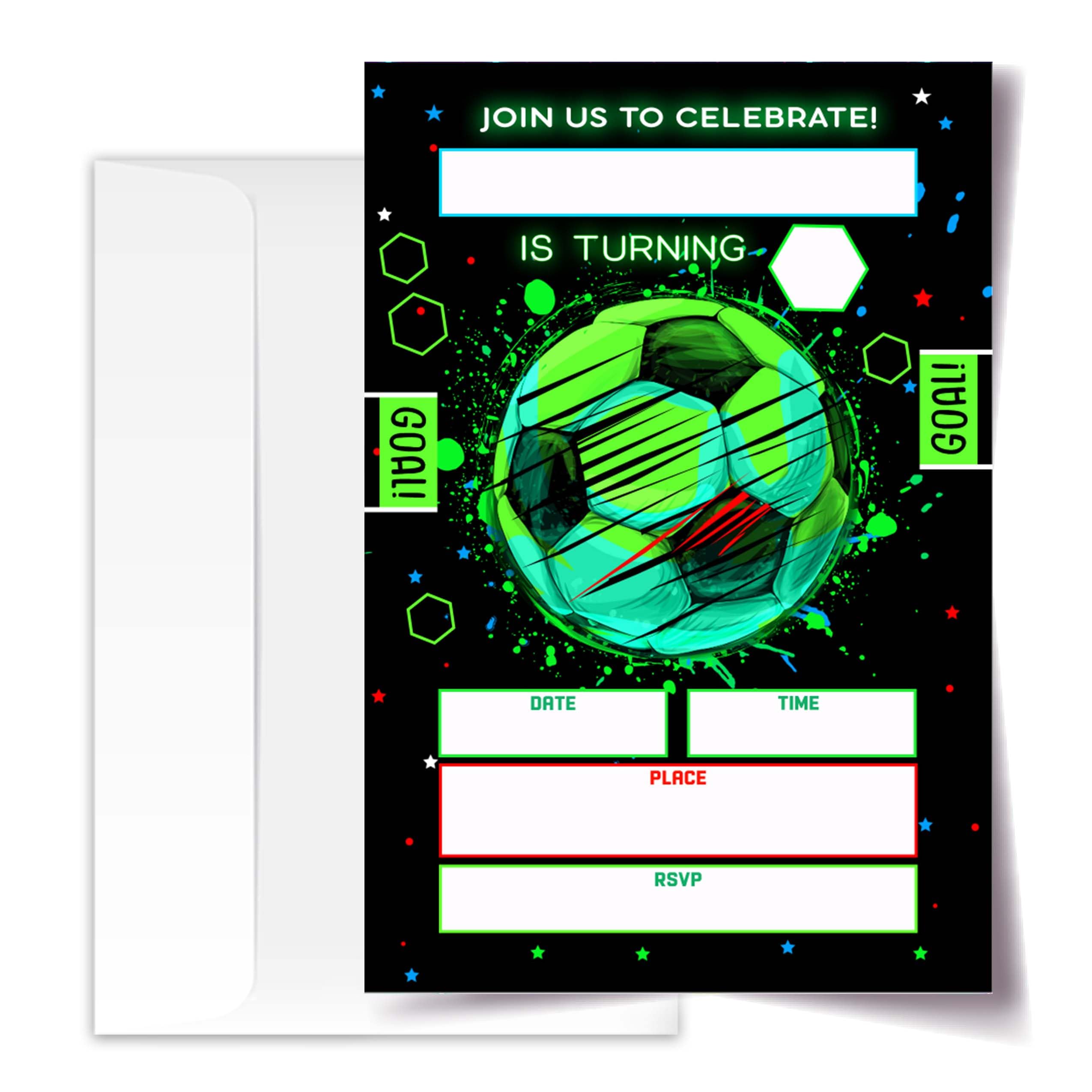 ANYEMW 4x6 Soccer Birthday Invitations, Soccer Birthday Party, Sports Party Decorations, Birthday Party Invitations For Boys Girls, Kids Birthday