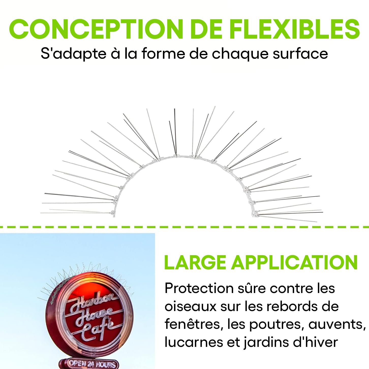 Piques en Acier Inoxydable Anti – Oiseaux – Repoussant Durable de Pigeons – Très dissuasif pour Les Oiseaux, Corbeaux et Les piverts – Facile à Installer et enlever, 10ft Soit 3M