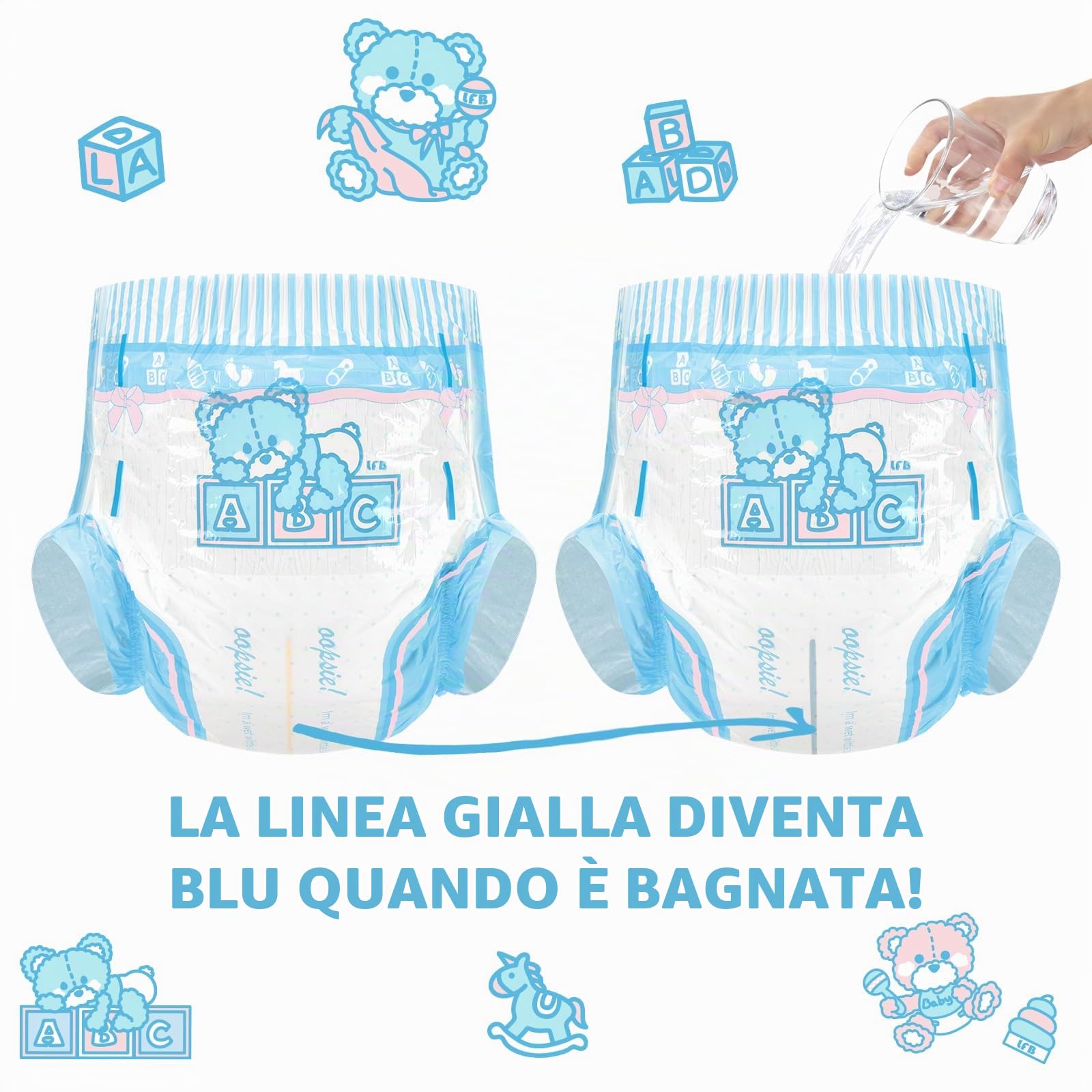 LittleForBig 5500-5800 ml Pannolino Stampato per Adulti 10 Pezzi - Potty Pants (M)