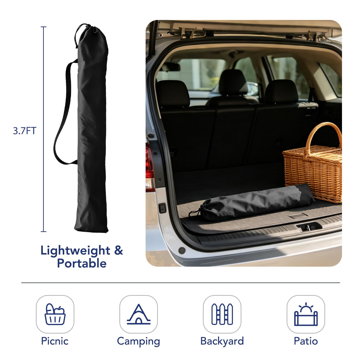 AMMSUN Przenośny baldachim piknikowy zewnętrzny parasol przeciwsłoneczny parasol plażowy z funkcją nachylenia, mały parasol tarasowy - parasol plażowy 15 cm, przenośny zewnętrzny parasol