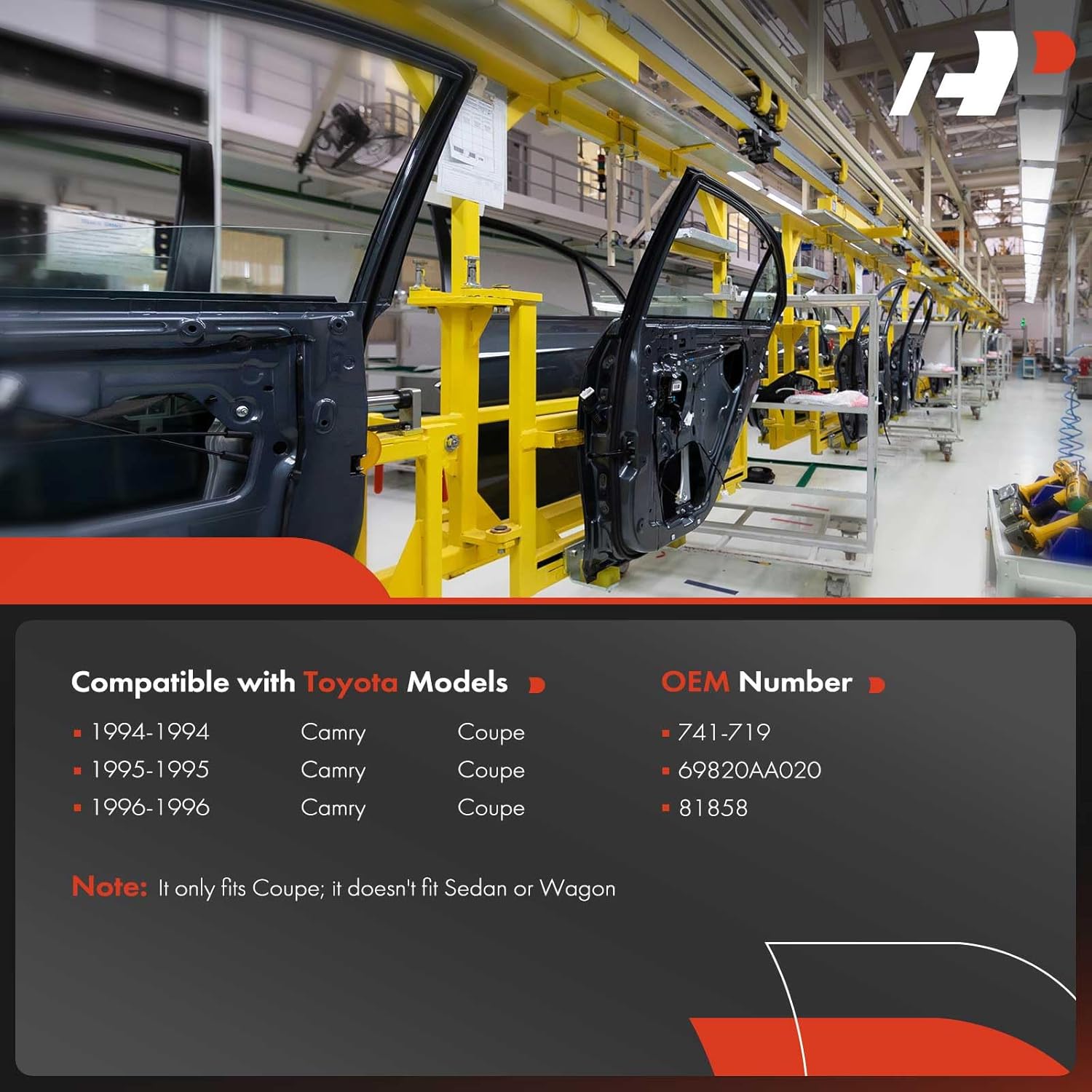 A-Premium Power Window Regulator with Motor Compatible with Toyota Camry 1994-1996 Coupe Only Front Left Driver Side