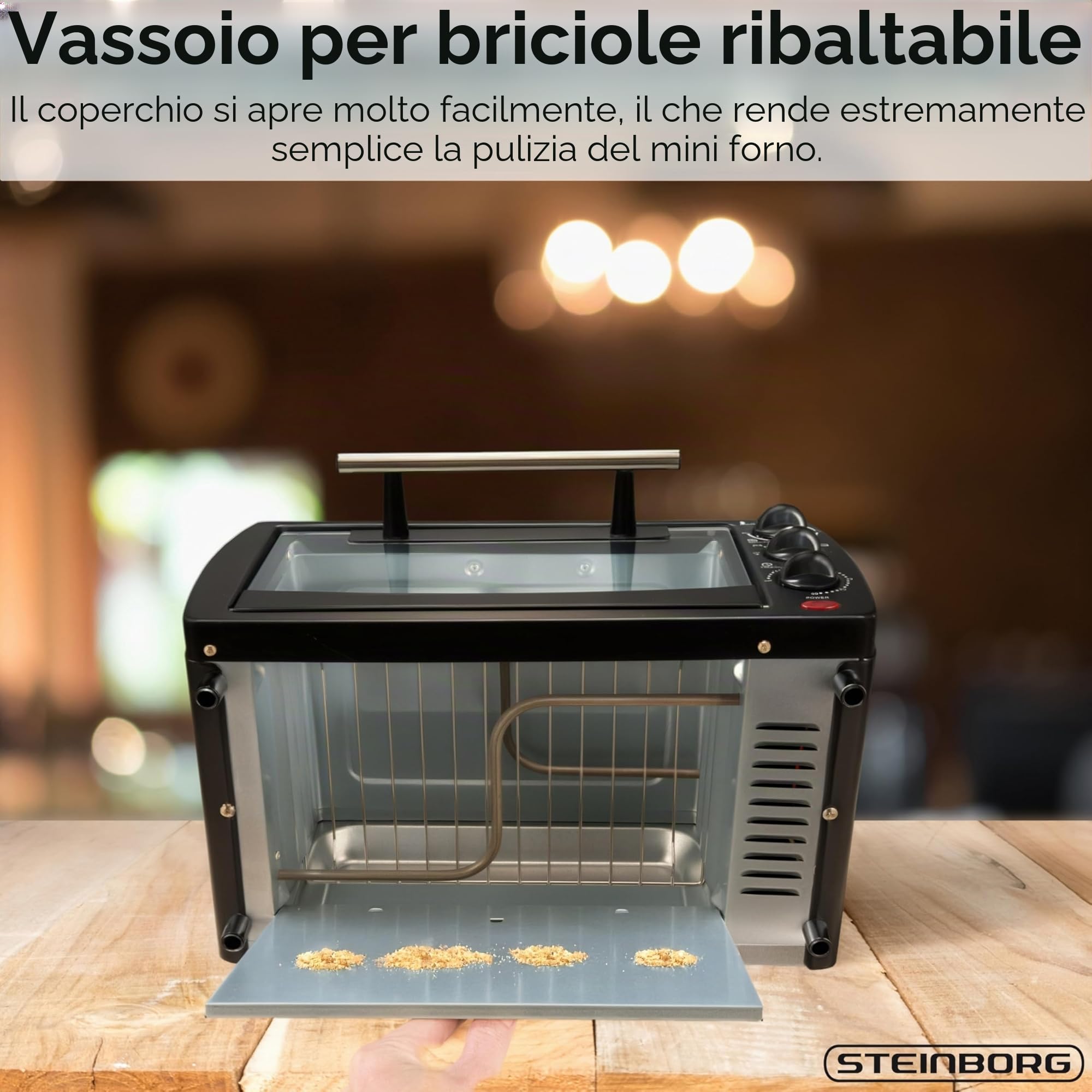 Mini Forno 13 Litri 1200 Watt per Pizza 65°-230° C Con Timer Apribile - Forno Piccolo