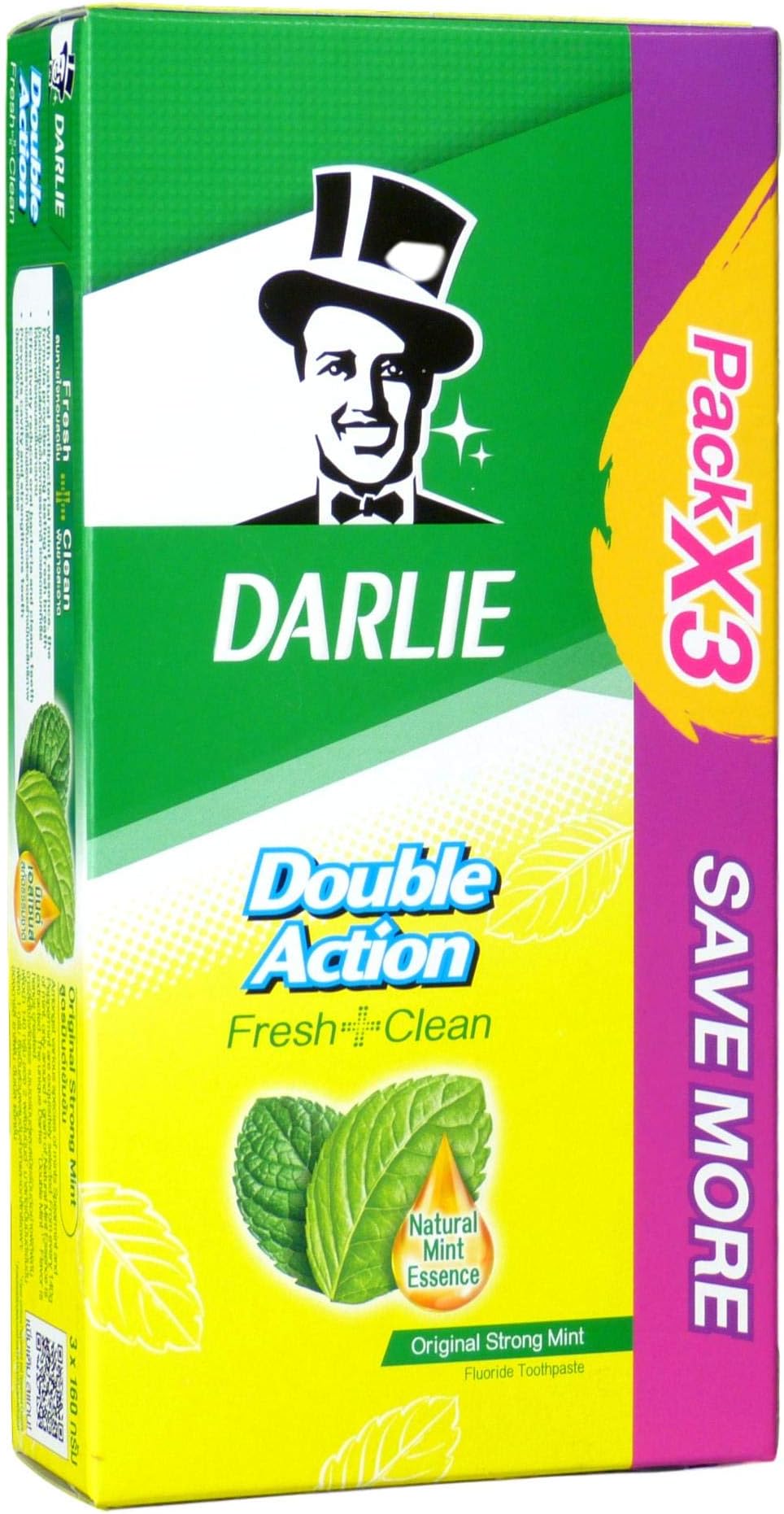Darlie Double Action Toothpaste Two Mint Powers 150 Grams Pack of 3