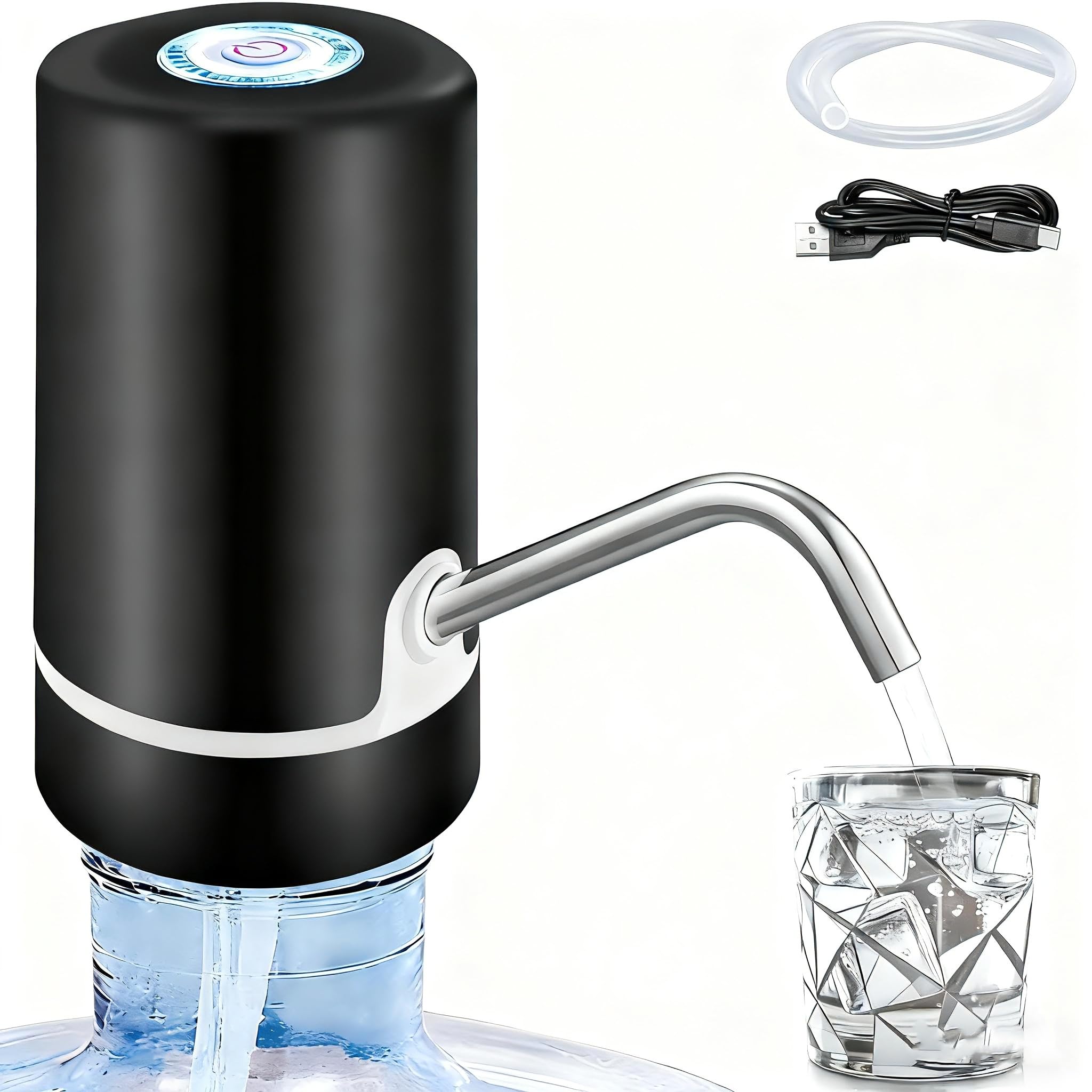 Water Dispenser Pump-5 Gallon USB Rechargeable Portable, Electric Water Pump for Water Jugs with Auto Stop and Silicone Caps Ideal for Home Office
