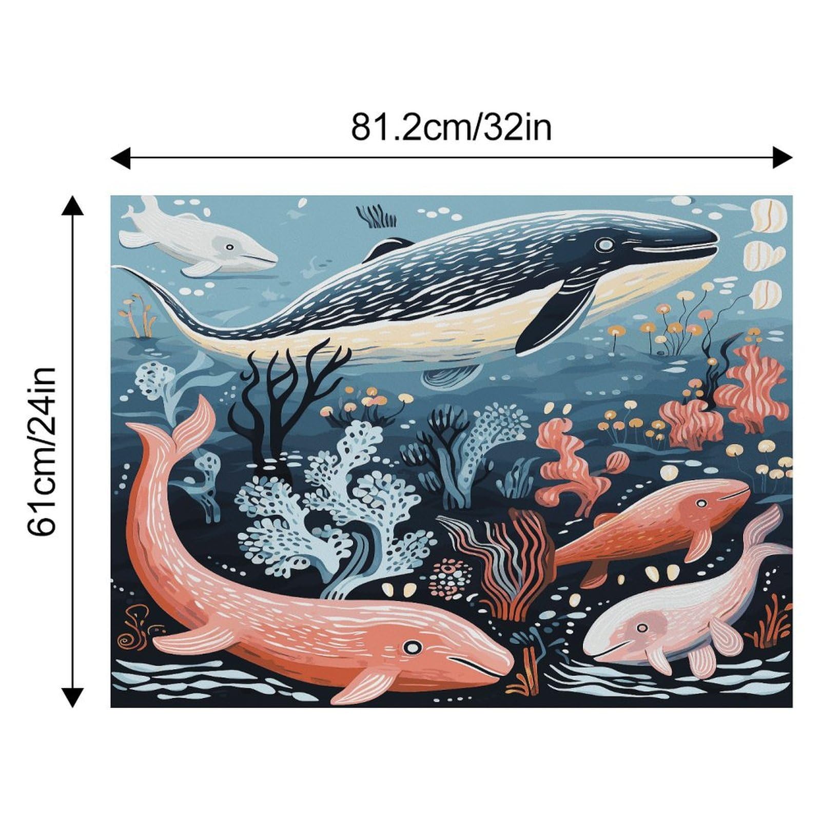 Tapis de nourriture pour chat et animal de compagnie avec baleine, poulpe, poisson, antidérapant, facile à nettoyer pour la nourriture et l'eau, tapis de gamelle pour chien et chat, 61 x 81,3 cm