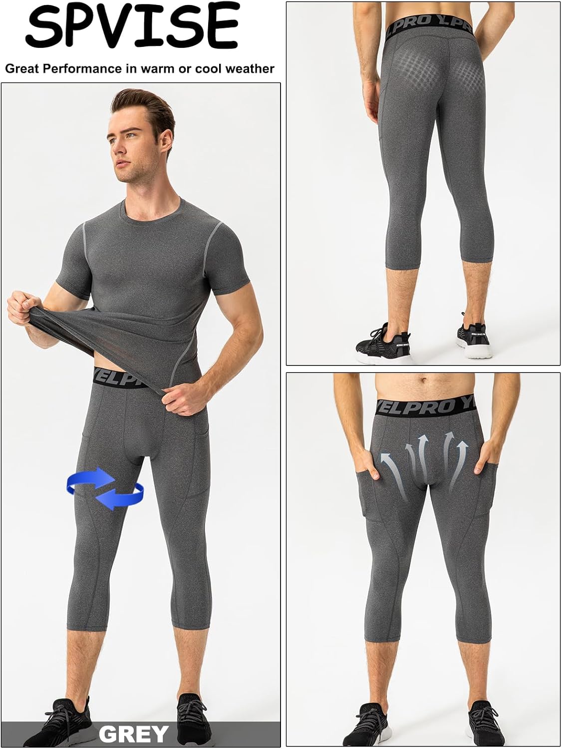 SPVISE 1 or 3 Pack 3/4 Compression Pants Men Athletic Gym Capri Leggings Running Tights Dry Fit Basketball Sports Base Layer - Image 5
