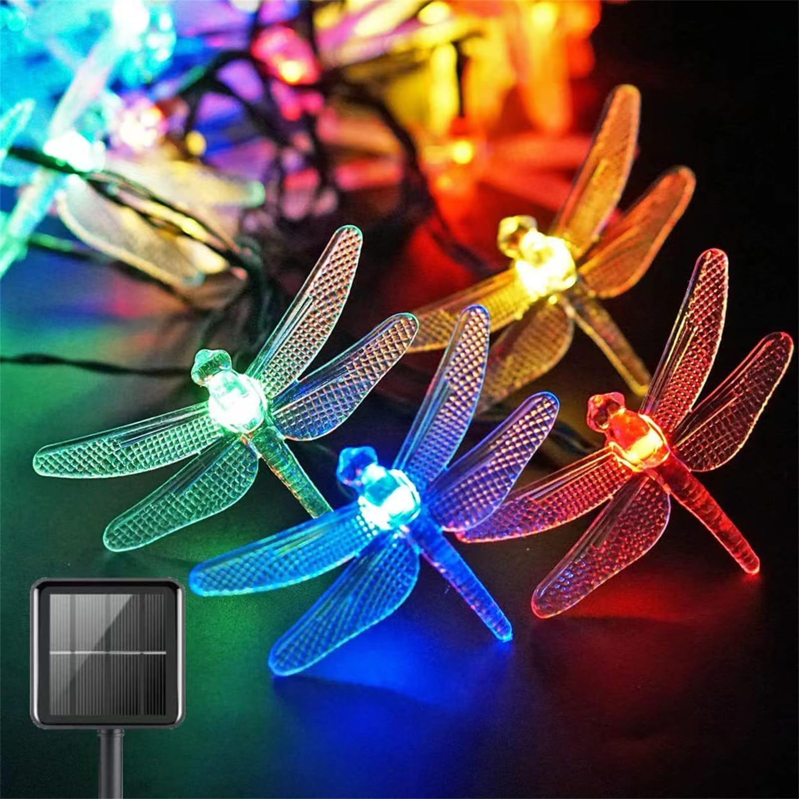 Mateju LED Lichterkette Außen Solar, Solar Lichterkette Aussen mit Fernbedienung 8 Modi Solarlichterkette Outdoor für Innen, Garten, Terrasse, Balkon, Hochzeit (Libelle Farbe,32M/300LED)