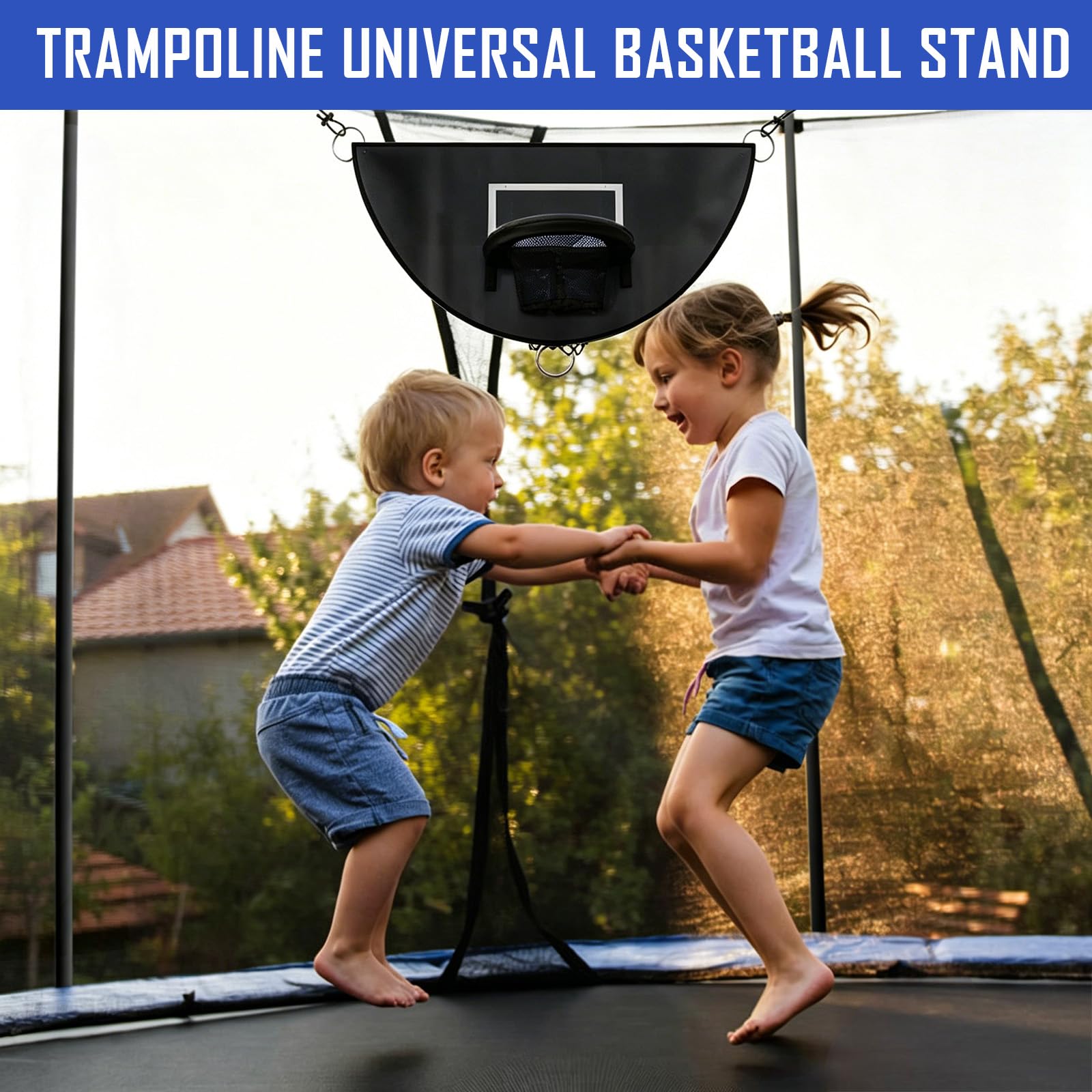 MeYuxg Trampolin Basketballkorb Set,Mini Basketballkorb Abreißrand zum Eintauchen Wasserdicht Basketballkorb Trampolin Outdoor mit 3 Mini Basketbällen,Trampolin Zubehör für Kinder Erwachsene