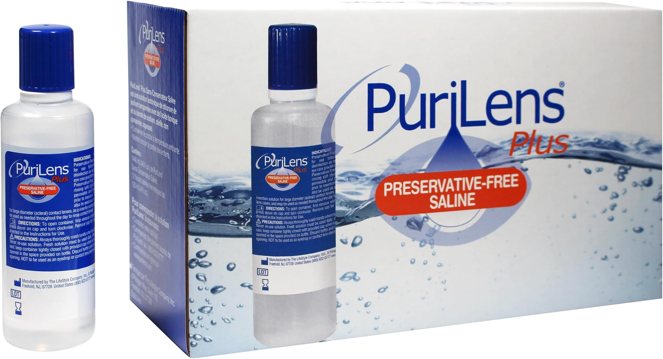PuriLens Plus Preservative Free Saline 4 Fl Oz bottles, Pack of 12