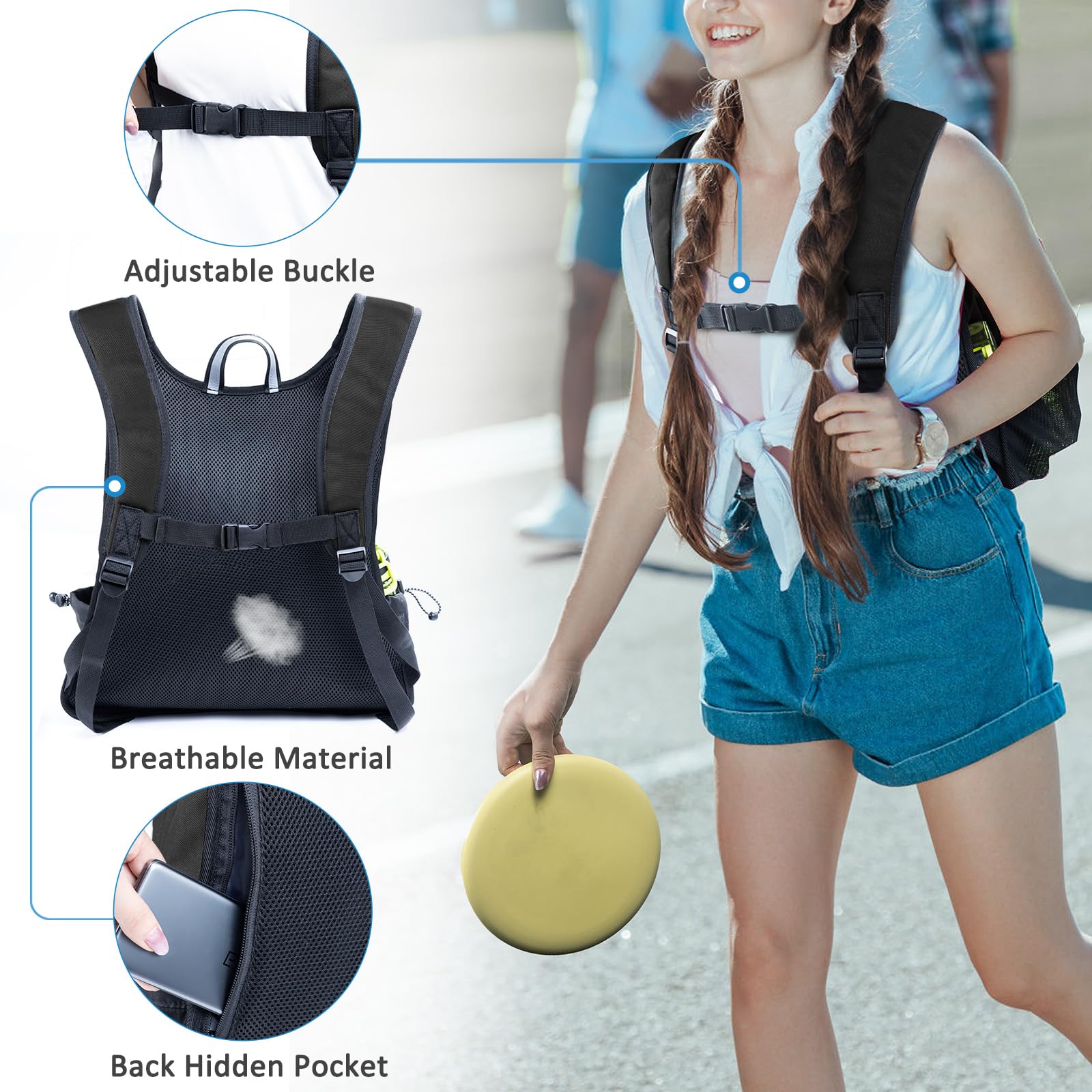 Disc-Golftasche, Frisbee-Disc-Golf-Rucksack, kompatibel mit Tosy Flying Disc Golf-Aufbewahrung mit Disc-Golf-Handtuch, Disc-Golf-Rucksack mit Retriever-Halterung