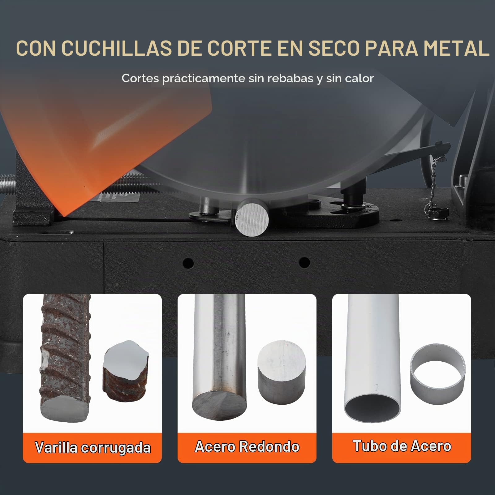 VEVOR Sierra de Corte de Metal de 35,5 cm Sierra de Inglete de Metal 0-45° 2800 W 1200 rpm Sierra de Corte con Hoja de Acero Inoxidable y Aleación Cerámica Corte en Frío para Acero Hierro Aluminio