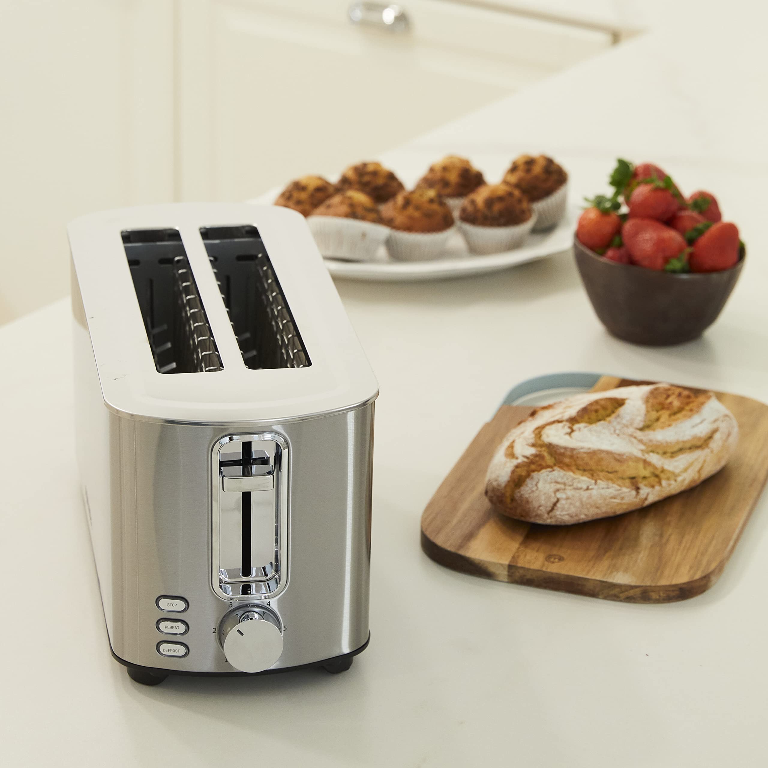 Tostadora De 1 Ranura Ancha - 750W, Función Descongelación, 6 Niveles De Tostado