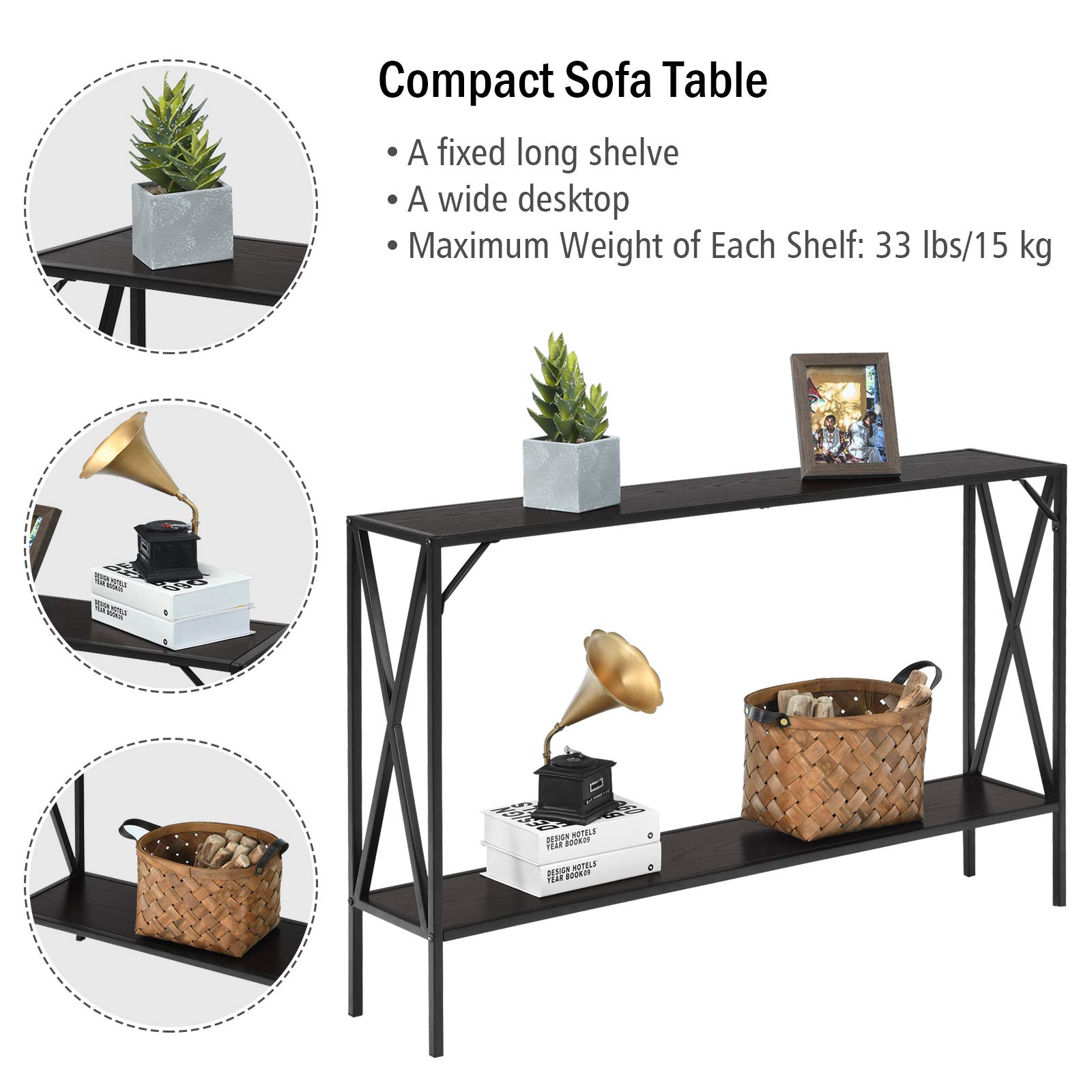 SoBuy FSB66-SCH Mesa De Consola Mesa De Entrada Recibidor Con 3 Niveles