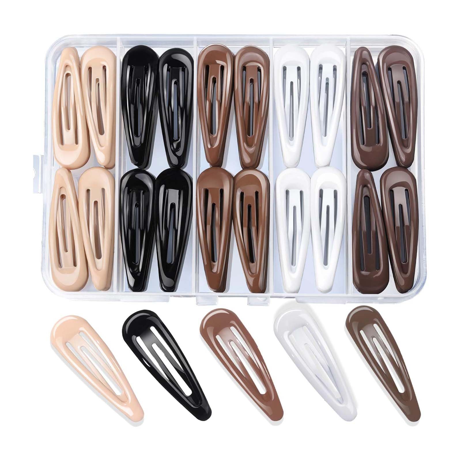 Hair Clips Non-Slip - ShiningUU 50Pcs 2 Inch No Crease Hair Clips, white, black, brown, coffee brown, and beige, 1 count (Pack of 50)