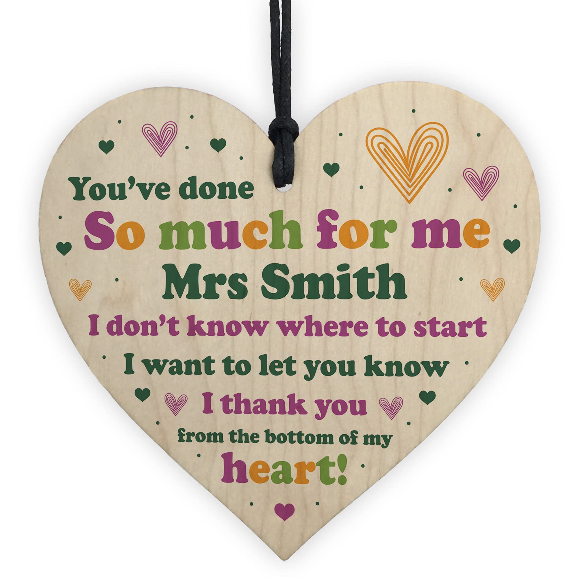Thank You Friend Gift Heart Hanging Personalised Teacher Gift Friendship Gift Keepsake