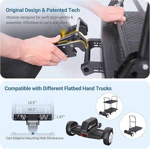 Miniatura 6 de Camión de plataforma eléctrica, carrito plano resistente de capacidad de 661 libras, carrito de mano alimentado de 1000 W, resistencia de 15.5