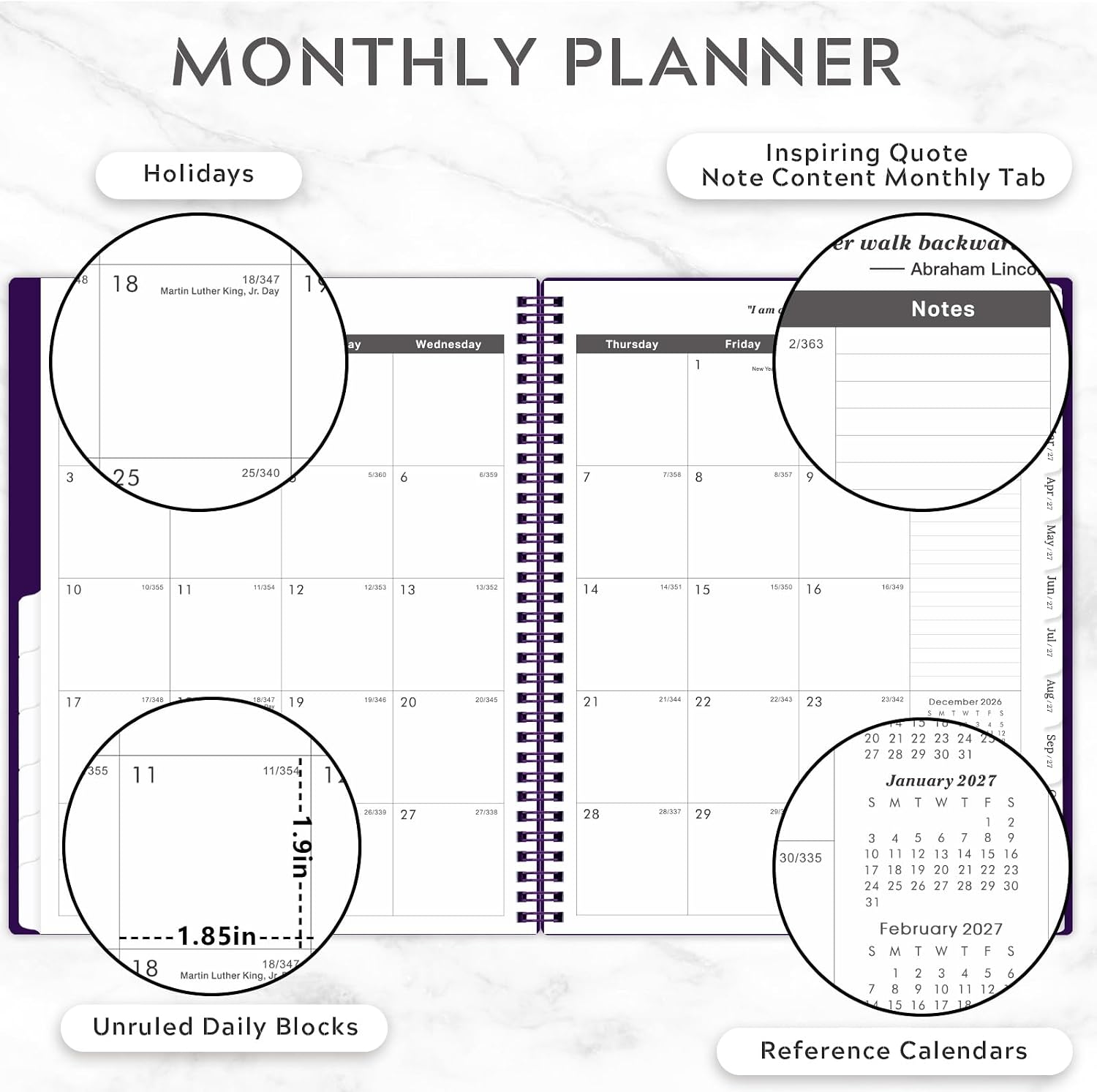 2026-2029 Monthly Planner - 3 Year Planner, Jul 2026 - Jun 2029, 9" x 11" image 3