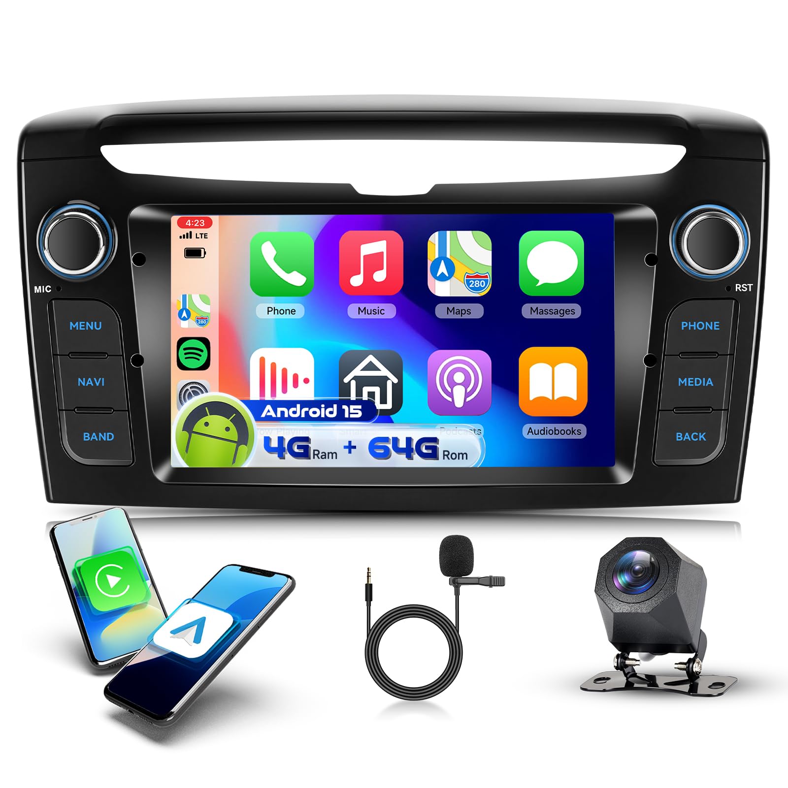 Radio para coche Lancia Ypsilon 2012-2020 con Android Auto, Carplay y GPS de 9" 8