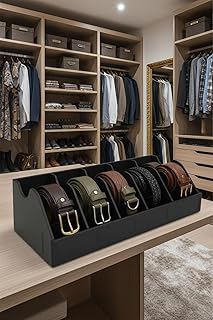 TİNEKE 5 Bölmeli Kemer Çorap Takı Makyaj Organizeri Dolap İçi Kemer Düzenleyici Organizer SİYAH