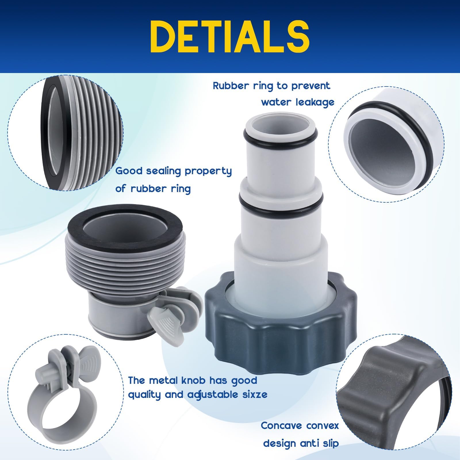 LURICO Adaptateur Tuyau Piscine 32 38, 2 Pièces Adaptateur Intex