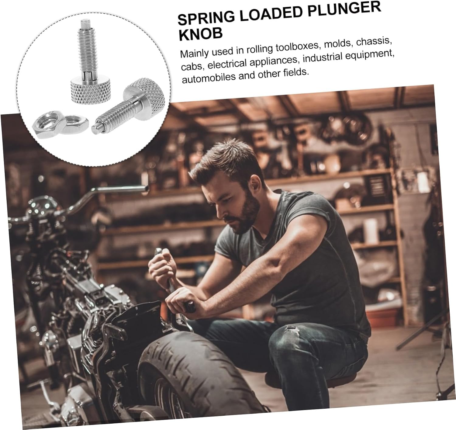 2pcs Retractable Spring Plunger Pin with Knurled Handle Stainless Steel Quick Release Pull Ring Locking Pin Easy Install for Industrial Equipment and Toolboxes