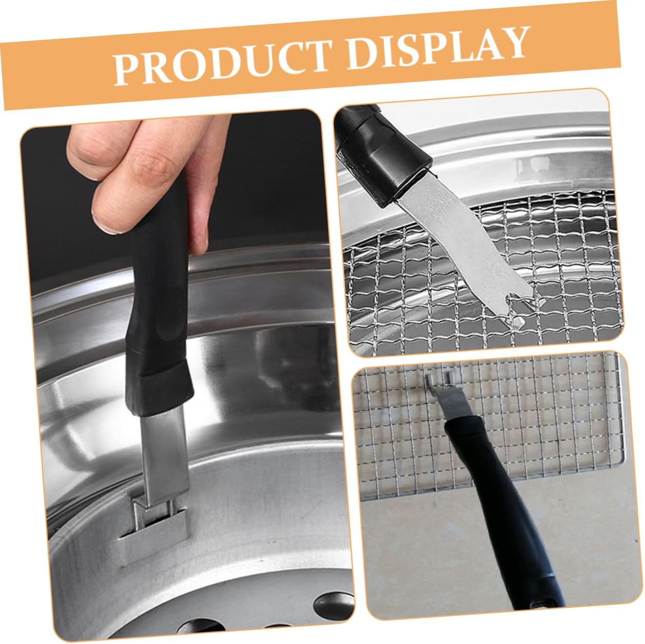 Toddmomy 6pcs Grill Gripper Stainless Steel Nylon Portable Grate Lifter