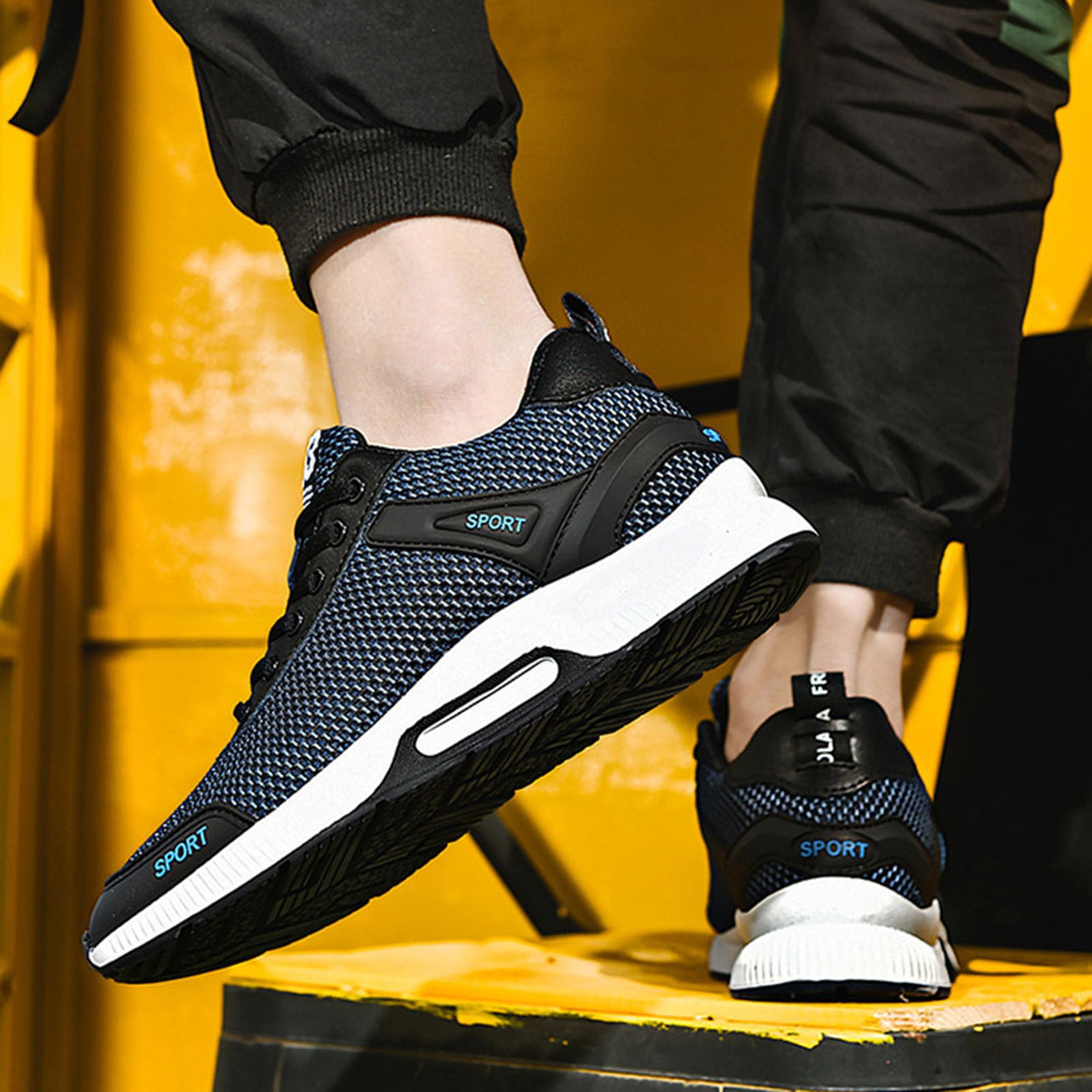 Generisch Zapatillas de correr para hombre con ajuste de altura integrado, material exterior de malla transpirable, diseño de cordones ligeros para un aumento de flotabilidad invisible, zapatos