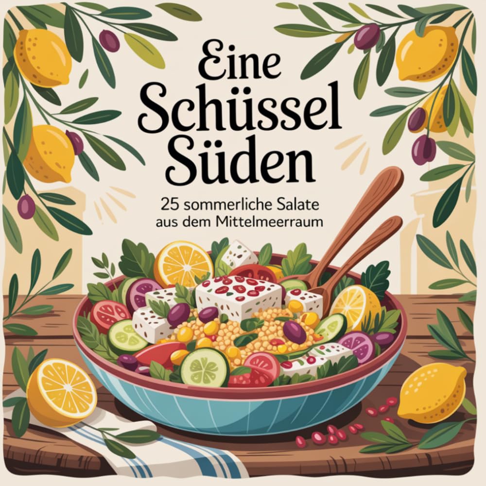 Eine Schüssel Süden: Mediterranes Sommer-Kochbuch mit 25 Salatrezepten, Ausmalbildern & Platz für eigene Ideen: Sommerliche Salate zum Kochen, ... für die Seele - Meditative Ausmalbücher)
